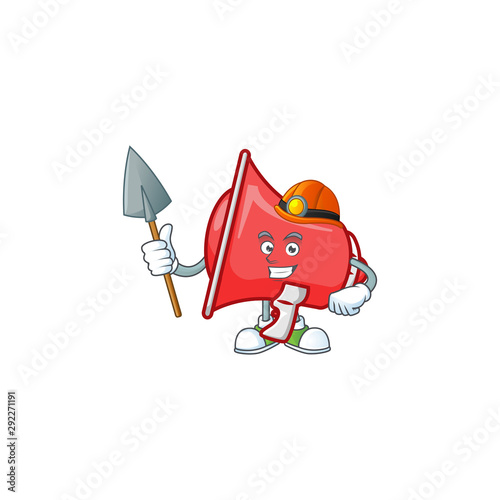 Miner red loudspeaker mascot on white background