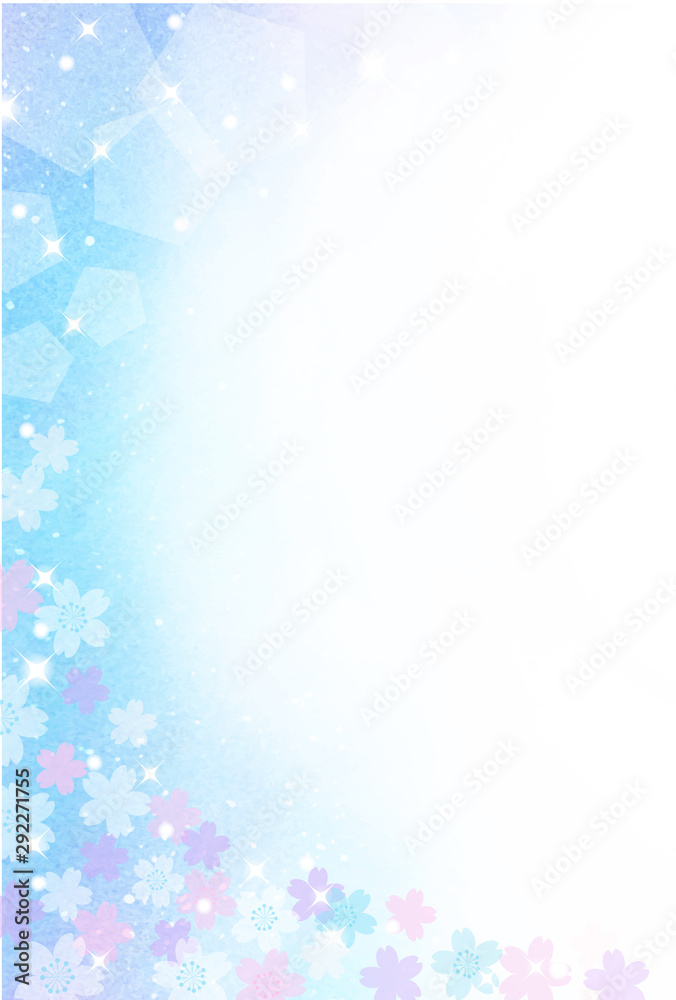 桜の水彩背景　縦　ホワイトスペース