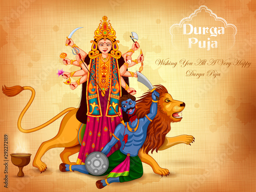 vector illustration of Happy Durga Puja festival background for India holiday Dussehra