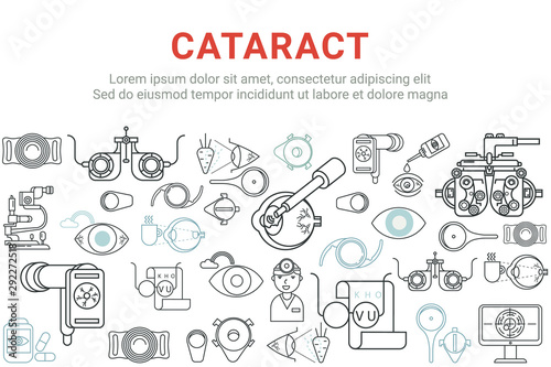 Cataract, glaucoma, eye diseases linear web banner.