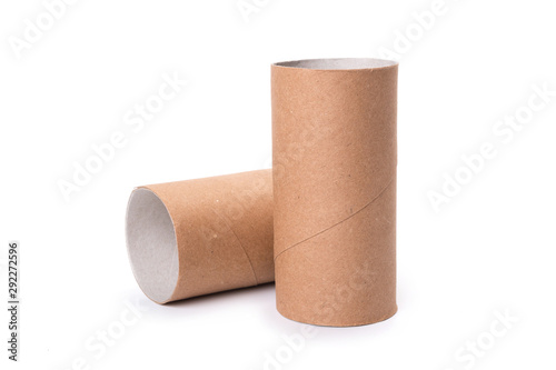 Foto Paper tube of toilet paper, isolated on white background