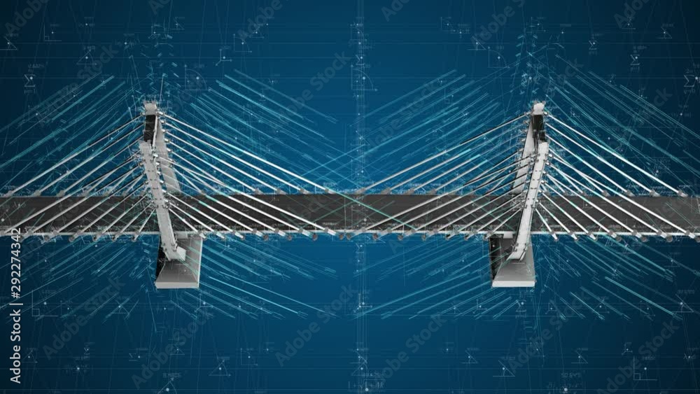 3D architecture structural engineering design of bridge infrastructure 
