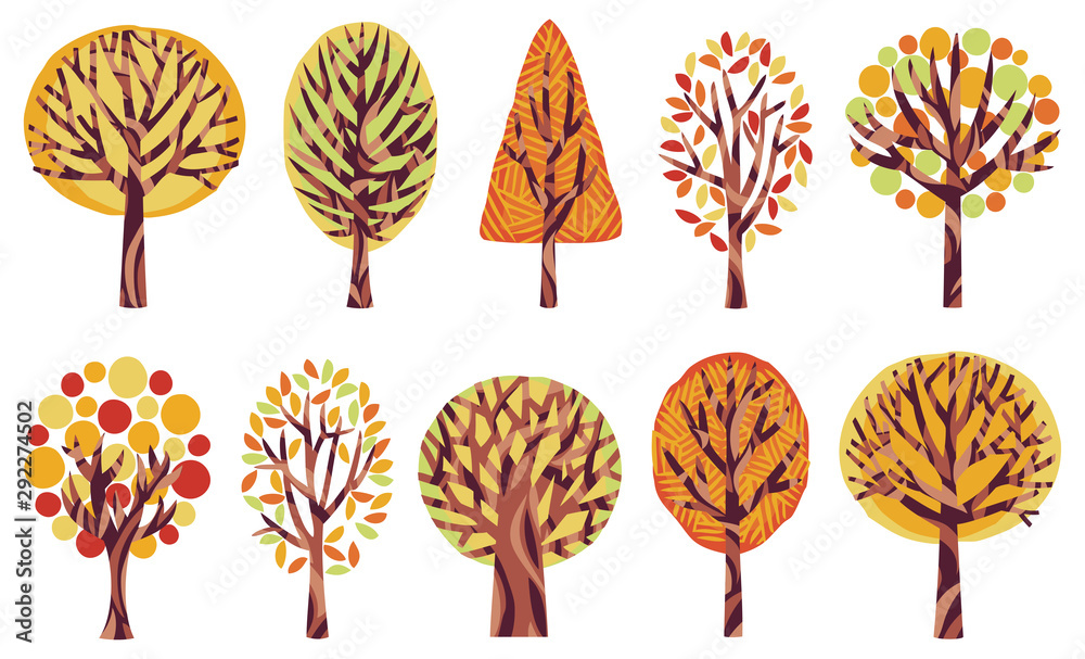木のイラスト 秋 紅葉 Stock Vector Adobe Stock