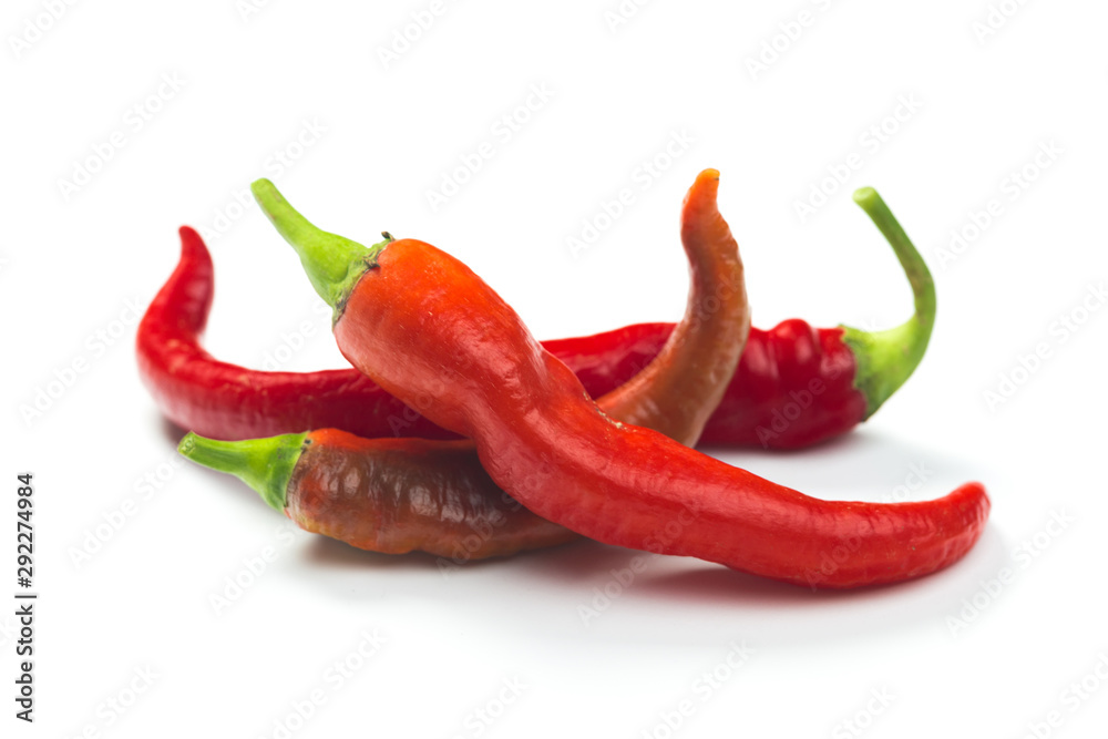 Red chili pepper isolated on a white background. Healthy food. Fresh vegetables.