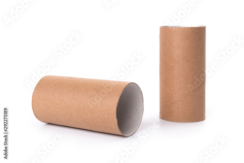 Paper tube of toilet paper, isolated on white background