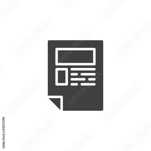 Document file vector icon. filled flat sign for mobile concept and web design. Paper document page glyph icon. Symbol, logo illustration. Vector graphics