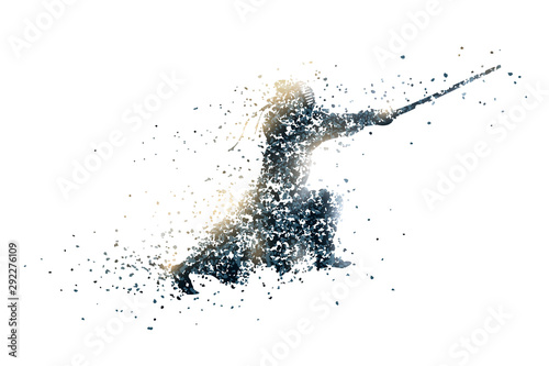 点描画風の剣道のシルエット