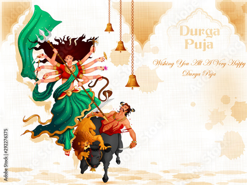 vector illustration of Happy Durga Puja festival background for India holiday Dussehra