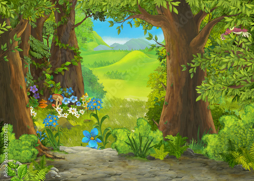cartoon summer scene with m...