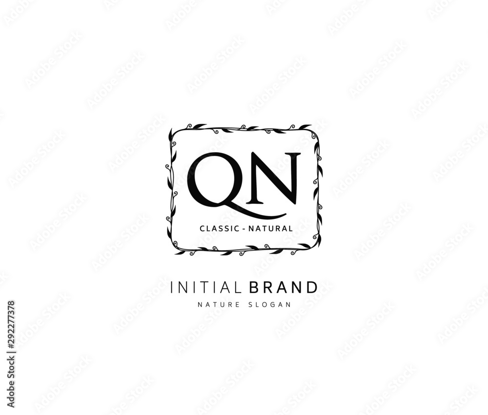 Q N QN Beauty vector initial logo, handwriting logo of initial signature, wedding, fashion, jewerly, boutique, floral and botanical with creative template for any company or business.