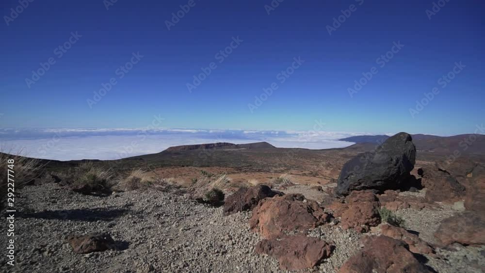 Time lapse in the mountains above the clouds. Teide National Park, day, lunar or martian landscape. Time lapse in the mountains above the clouds. Teide National Park, day, lunar or martian landscape.
