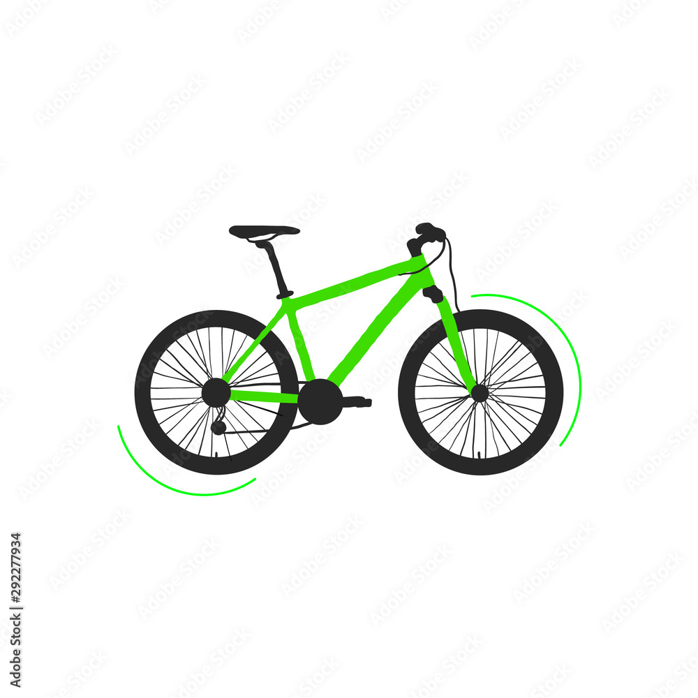 Bicycle with green elements vector illustration icon isolated on white background, Bicycle logo concept