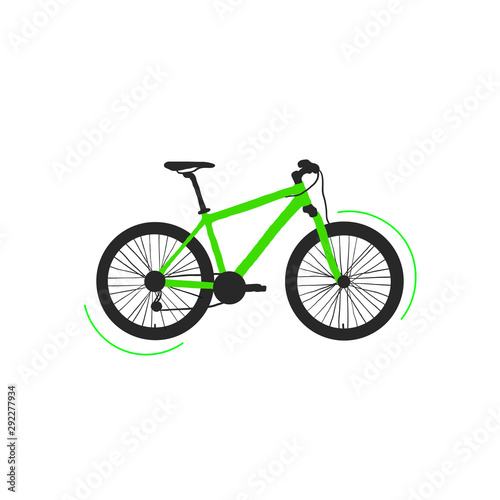 Bicycle with green elements vector illustration icon isolated on white background, Bicycle logo concept
