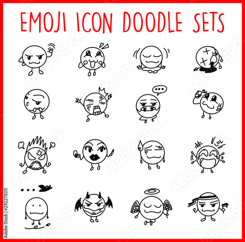 Emoji Line Icon Doodle Sets