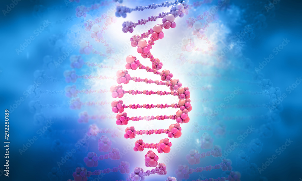 Obraz premium Human DNA with science background. 3d illustration .