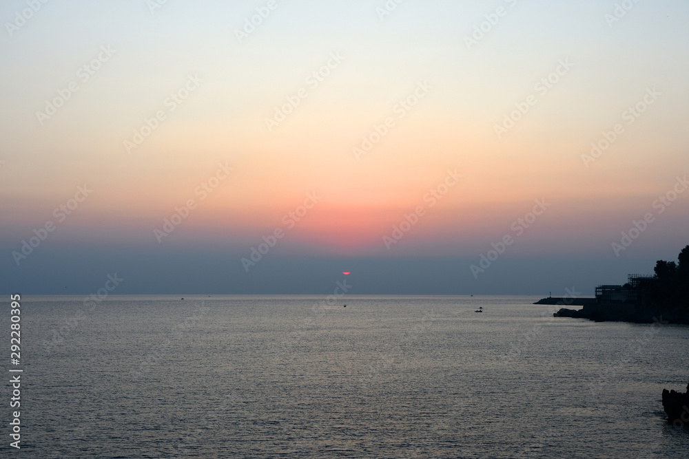 Naklejka premium Beautiful morning seascape near the Cefalu town. Sicily, Italy 
