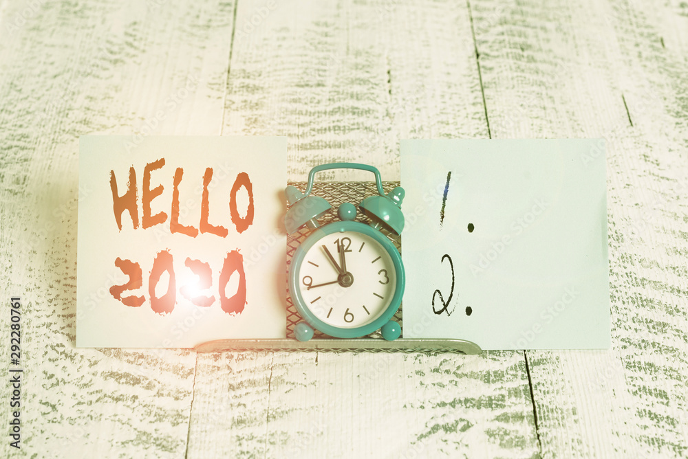 Fototapeta premium Conceptual hand writing showing Hello 2020. Concept meaning expression or gesture of greeting answering the telephone