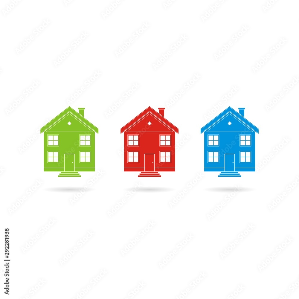 House set icons in different colors isolated on white background House set icons in different colors isolated on white background
