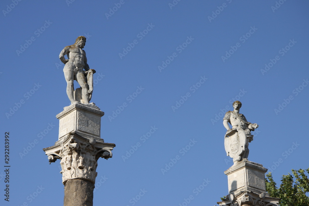 Sculptures at Alameda de Hercules in Seville
