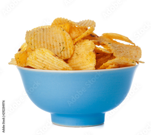 Wavy ribbed chips isolated on white background