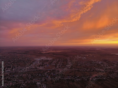 Aerial photos of sunrise. Beautiful sunset sky. © NatalyaAfer