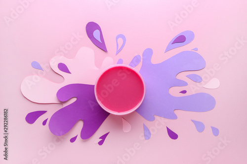 Container with sugaring paste on color background