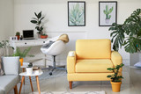 Stylish interior of room with beautiful houseplants