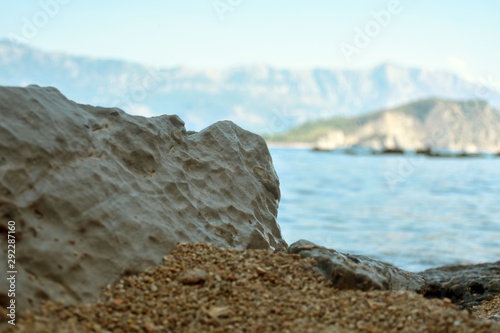 Big stones on the seashore. Closeup photo