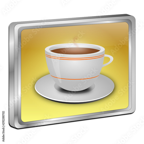 Button with a Cup of Coffee - 3D illustration
