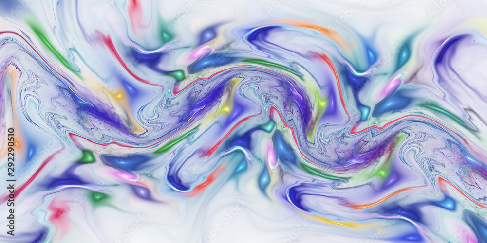 Obraz premium Abstract glossy blue and red waves. Fantastic fractal background. Digital art. 3d rendering.
