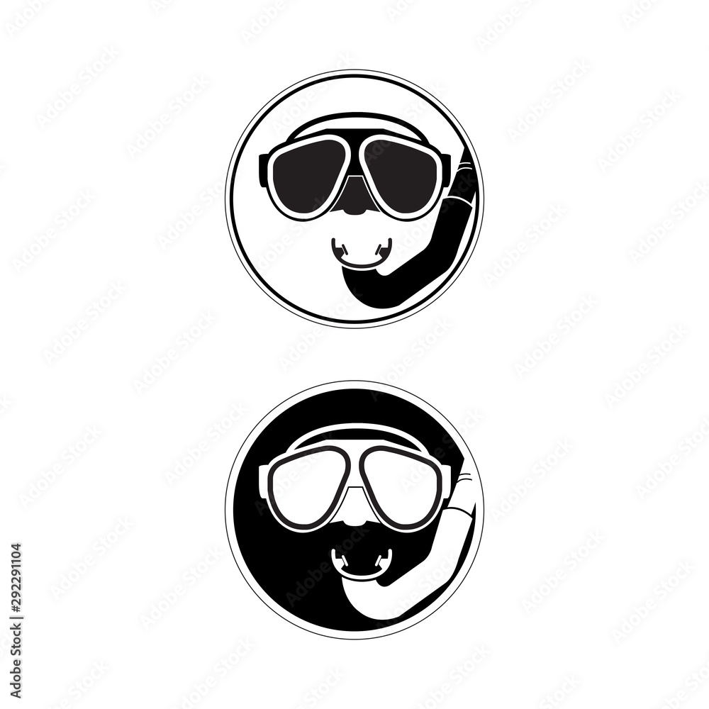 Scuba mask and snorkel vector