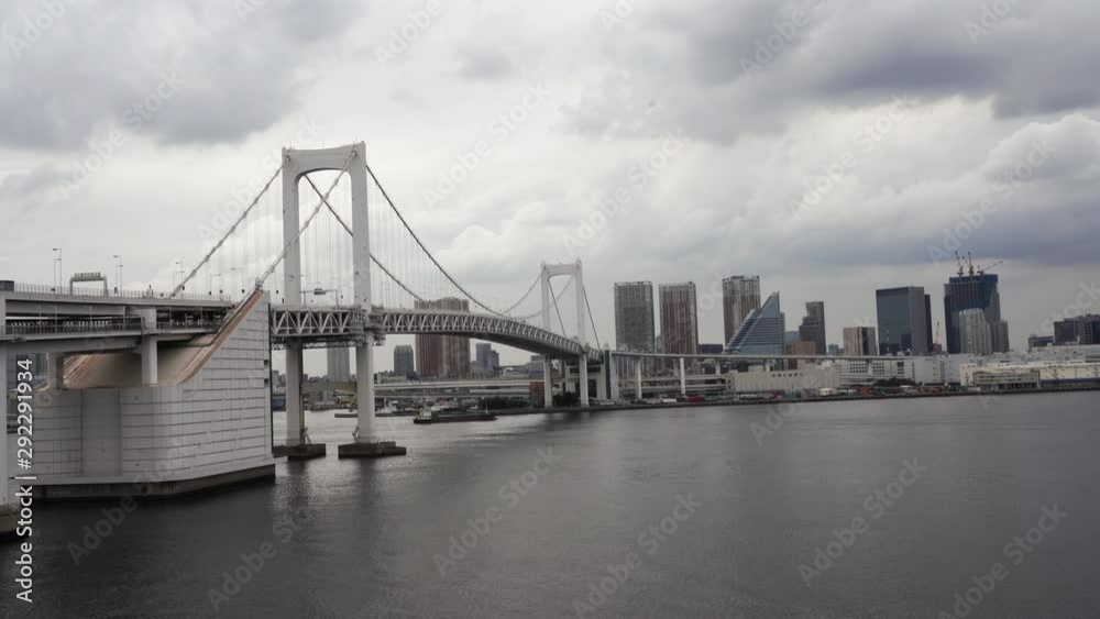 Tokyo Rainbow bridge under the cloudy sky
