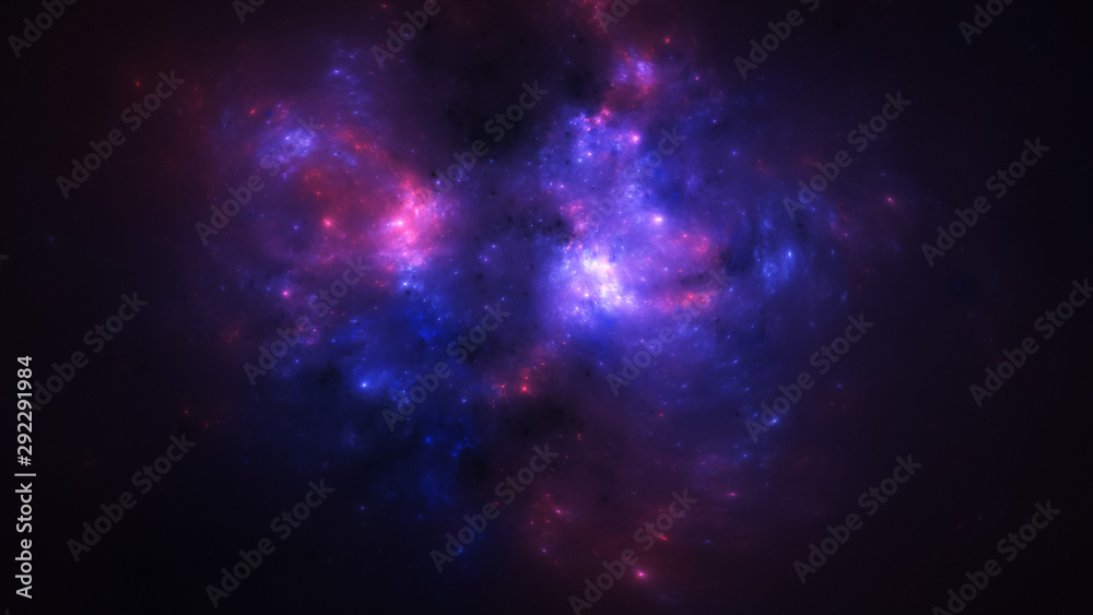 Abstract pink and blue stars. Fantasy light background. Digital fractal art. 3d rendering.