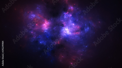 Fototapeta Naklejka Na Ścianę i Meble -  Abstract pink and blue stars. Fantasy light background. Digital fractal art. 3d rendering.