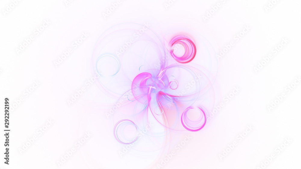 Fototapeta Streszczenie fioletowe i różowe świecące kształty. Fantazja jasnym tle. Cyfrowa sztuka fraktalna. renderowania 3D.