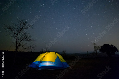 Night camping at mountain 