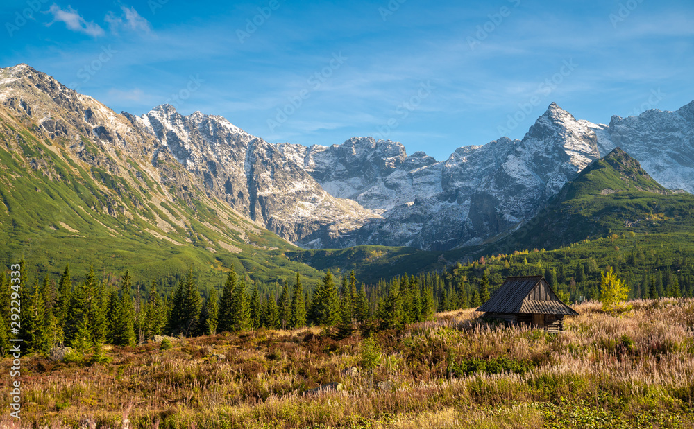 High Tatra mountain autumn sunny day, relaxing landscape, alp view