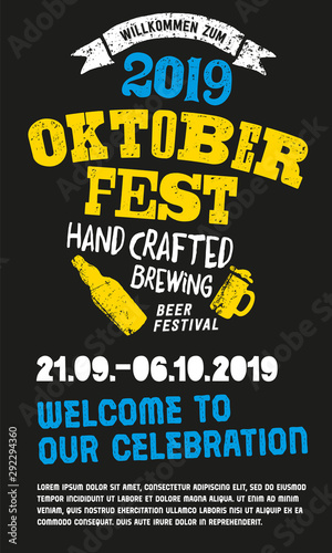 Oktoberfest beer festival poster. Header for signboard, greeting, invitation poster and card. Beer festival celebrated in October in Germany. Big folk festivities in Bavaria.