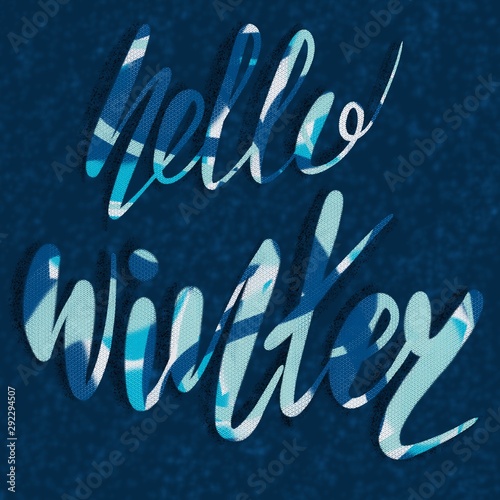 Hello winter. Hand drawn typography. Perfect for cards, banners and other.