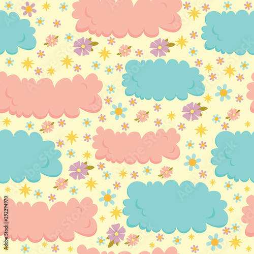vector seamless pattern with rosy and blue clouds, aerial skyvector seamless pattern with rosy and blue clouds, aerial sky