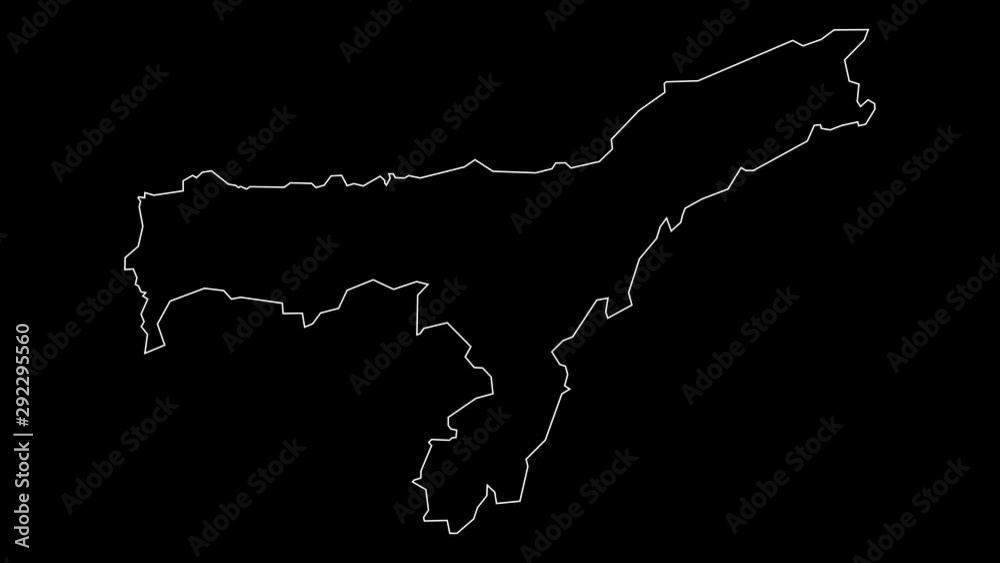 Assam India state map outline animation Assam India state map outline animation