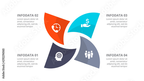 Cycle diagram infographic. Modern infographic design template with 4 options, steps or parts. Flat vector illustration for business presentation.