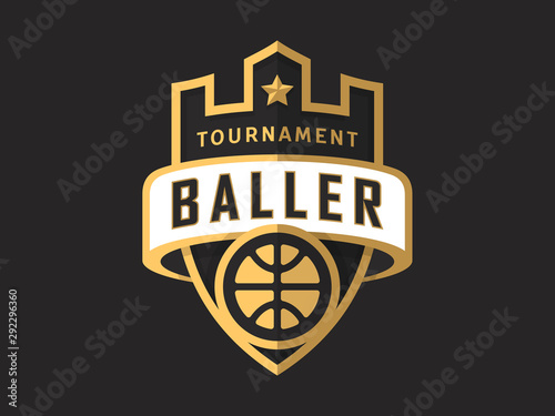 Basketball tournament sports logo template. Modern vector illustration, label and badge design. Easy to use and edit.