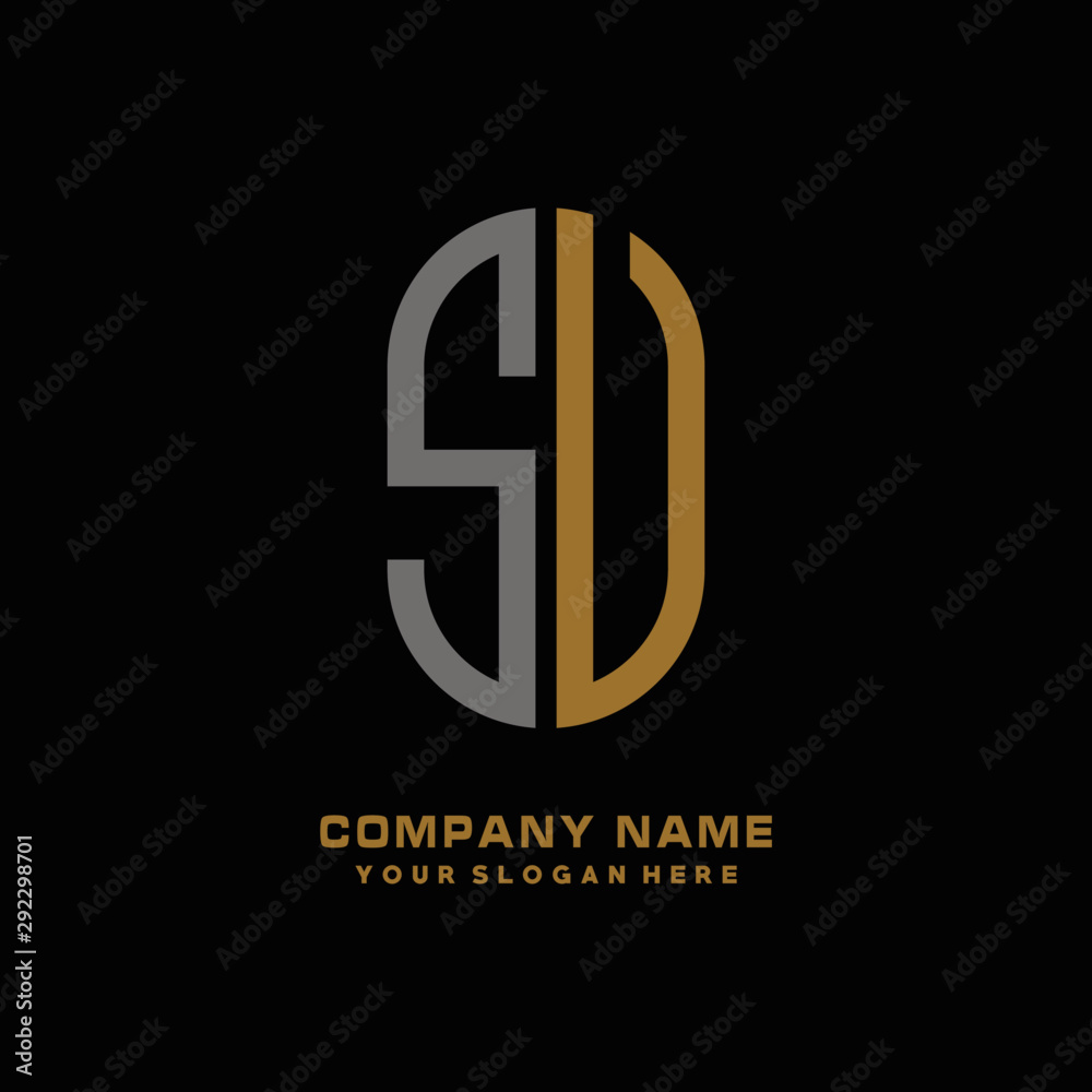 SV minimalist letters, with black and gold, white, black background logos