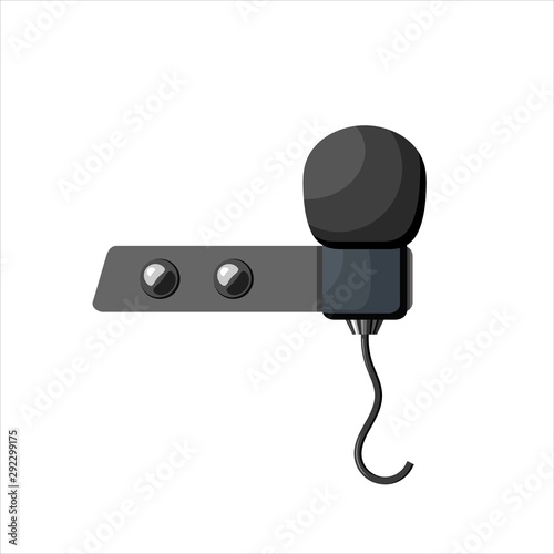 Miniature microphone of the buttonhole. A small microphone for recording quality sound on white background. Lavalier microphone