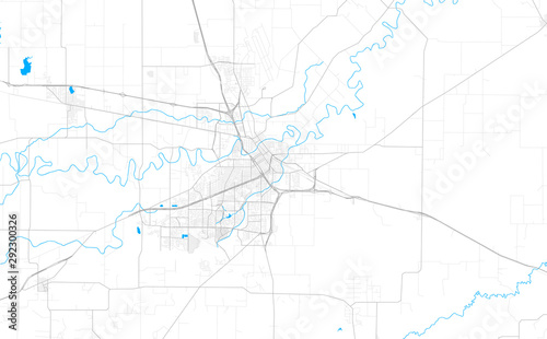 Rich detailed vector map of Wichita Falls, Texas, USA