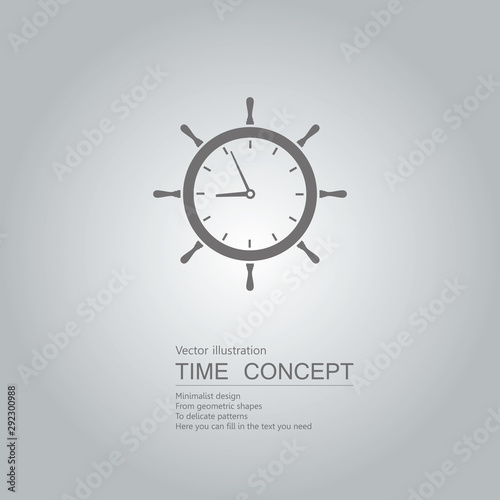 Clock rudder icon. Isolated on grey background.