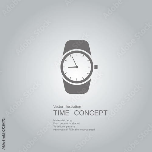 Vector drawn wrist watch. Isolated on grey background.