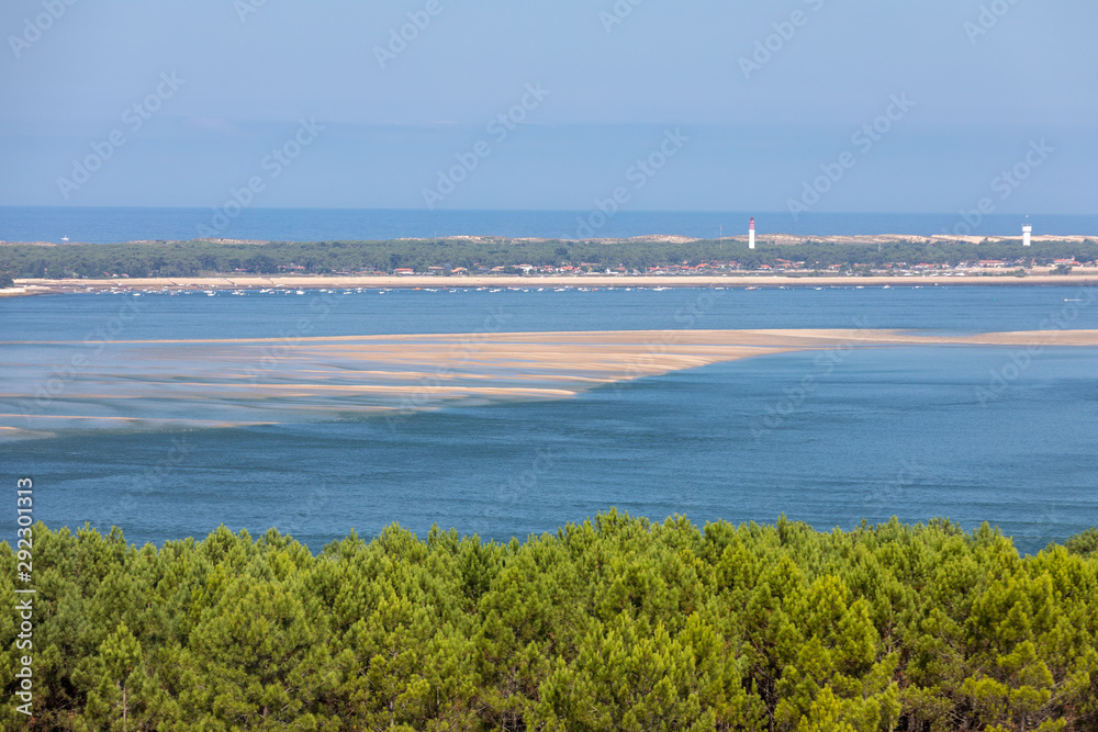 View from the Dune of Pilat, the tallest sand dune in Europe. La Teste-de-Buch, Arcachon Bay, Aquitaine, France View from the Dune of Pilat, the tallest sand dune in Europe. La Teste-de-Buch, Arcachon Bay, Aquitaine, France