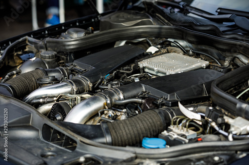 parts of the car engine. motor block. close-up